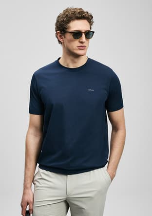 111020321 Erkek Lacivert Baskılı T-shirt - 1