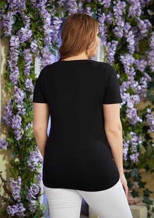 O4053 Kadın Siyah Kısa Kol T-shirt - 3