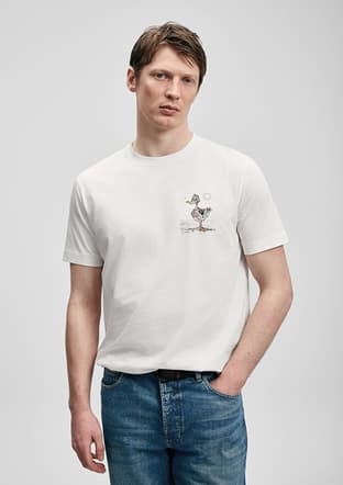 111020313 Erkek Beyaz Baskılı T-shirt - 1