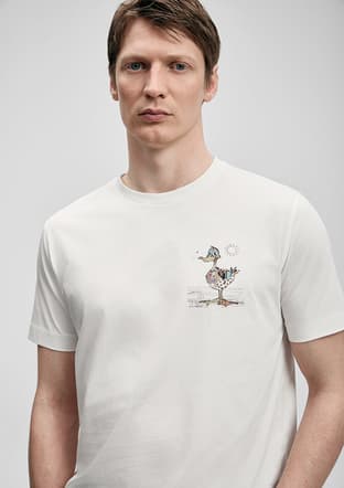 111020313 Erkek Beyaz Baskılı T-shirt - 3