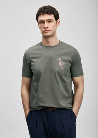 111020313 Erkek Yeşil Baskılı T-shirt - 1
