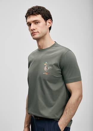111020313 Erkek Yeşil Baskılı T-shirt - 3