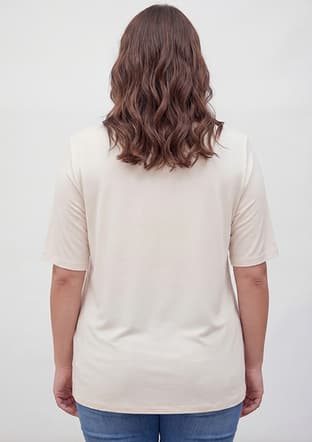O6902 Kadın Beyaz Baskılı T-shirt - 3