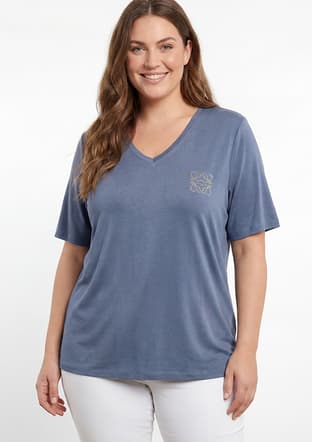 O6867 Kadın Lacivert Basic T-shirt - 1