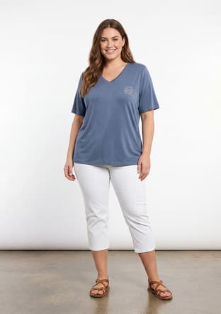 O6867 Kadın Lacivert Basic T-shirt - 3