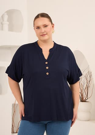 O6820 Kadın Lacivert Basic T-shirt - 1