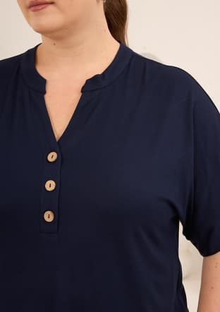 O6820 Kadın Lacivert Basic T-shirt - 2