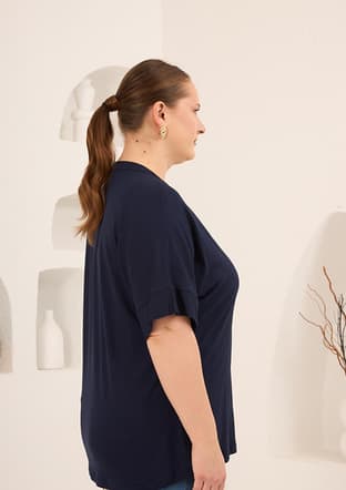 O6820 Kadın Lacivert Basic T-shirt - 3