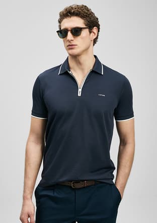 111040236 Erkek Lacivert Polo Yaka T-shirt - 1