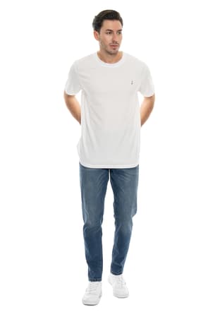 24Yjeeo04215 Erkek Beyaz Bisiklet Yaka T-shirt - 1