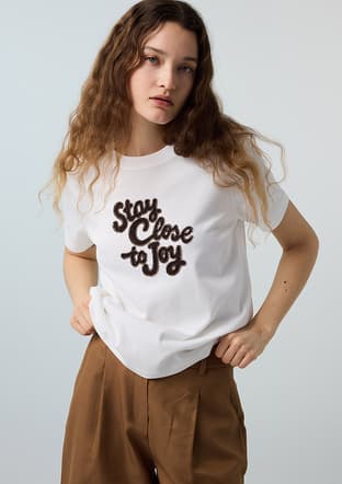 Is1260070235 Kadın Beyaz Baskılı T-shirt - 1