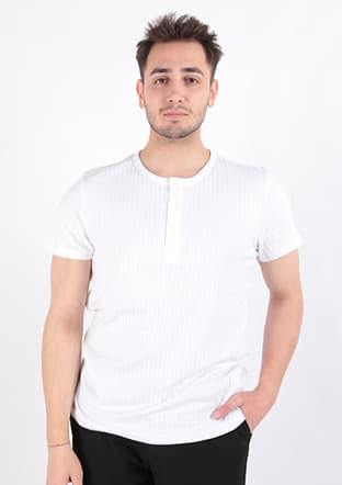 24Yceeo04270 Erkek Beyaz Basic T-shirt - 1