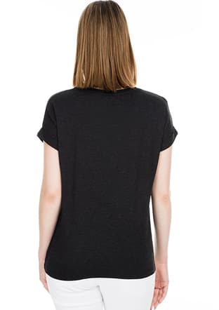 15106662 Kadın Siyah Bisiklet Yaka T-shirt - 2