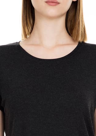 15106662 Kadın Siyah Bisiklet Yaka T-shirt - 3