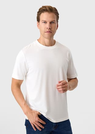 Bts1007300000 Erkek Beyaz Bisiklet Yaka T-shirt - 1