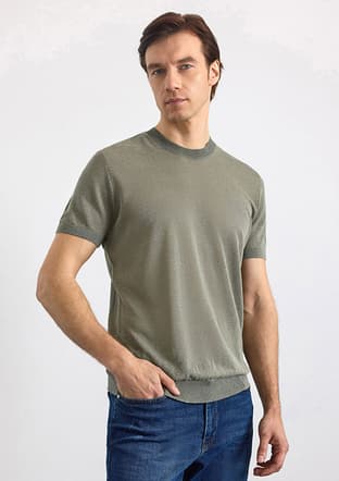 Str2013700004 Erkek Yeşil Triko T-shirt - 3