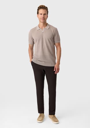 B35S40027 Erkek Bej Triko T-shirt - 1