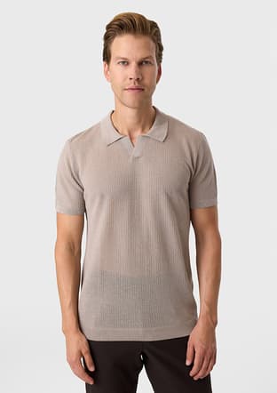 B35S40027 Erkek Bej Triko T-shirt - 3