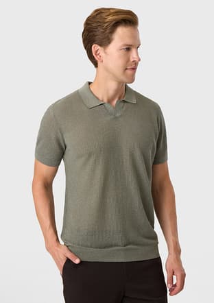 B35S40027 Erkek Yeşil Triko T-shirt - 1