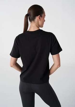 911867-2001 Kadın Siyah Kısa Kol T-shirt - 2