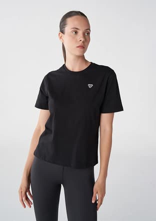 911867-2001 Kadın Siyah Kısa Kol T-shirt - 3