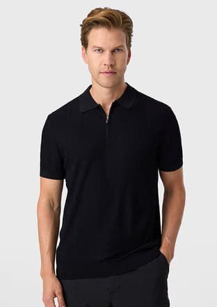 B35S40007 Erkek Siyah Triko T-shirt - 1