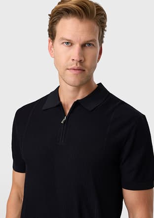 B35S40007 Erkek Siyah Triko T-shirt - 3
