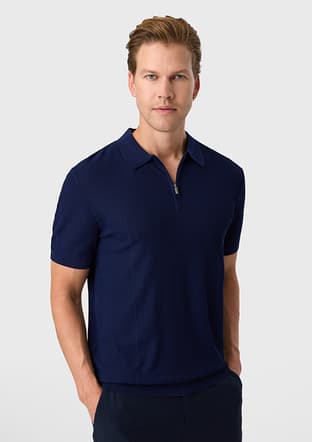 B35S40007 Erkek Lacivert Triko T-shirt - 2