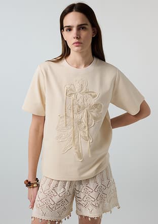 Is1260070113 Kadın Beyaz Desenli T-shirt - 1