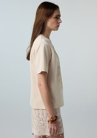 Is1260070113 Kadın Beyaz Desenli T-shirt - 3
