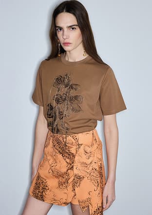 Is1260070113 Kadın Kahverengi Desenli T-shirt - 1