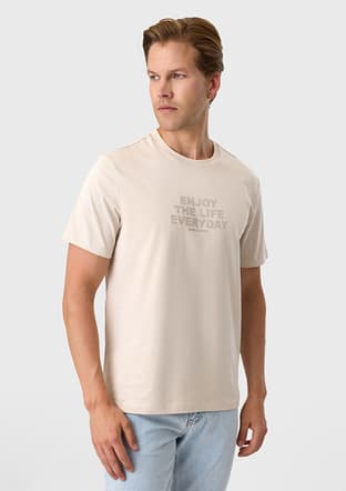 Bts1007000000 Erkek Bej Bisiklet Yaka T-shirt - 1