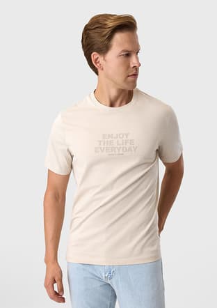 Bts1007000000 Erkek Bej Bisiklet Yaka T-shirt - 2