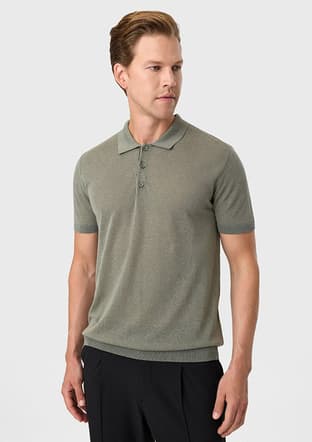 B35S40026 Erkek Yeşil Triko T-shirt - 1