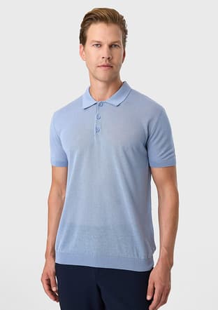 B35S40026 Erkek Mavi Triko T-shirt - 1