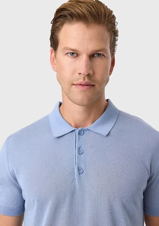 B35S40026 Erkek Mavi Triko T-shirt - 3