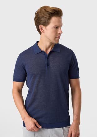 B35S40026 Erkek Lacivert Triko T-shirt - 2