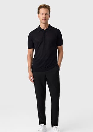 B35S40026 Erkek Siyah Triko T-shirt - 1