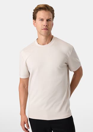 B35S10020 Erkek Bej Bisiklet Yaka T-shirt - 3