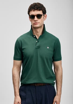 111040230 Erkek Yeşil Polo Yaka T-shirt - 1