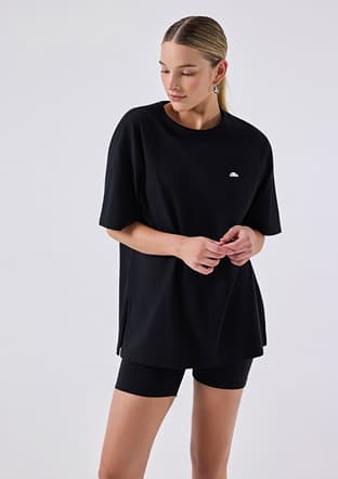 6Sf5043 Kadın Siyah Bisiklet Yaka T-shirt - 3