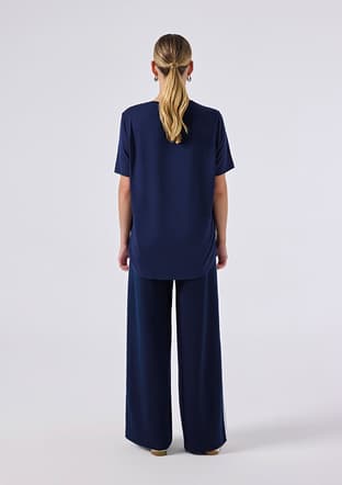 6Sf5037 Kadın Çok Renkli Bisiklet Yaka T-shirt - 2