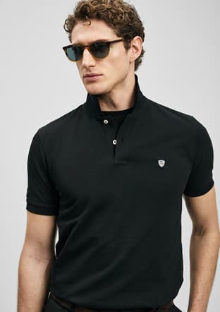 111040230 Erkek Siyah Polo Yaka T-shirt - 3
