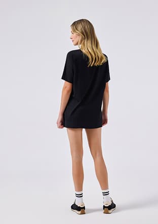 6Sf5037 Kadın Siyah Bisiklet Yaka T-shirt - 2