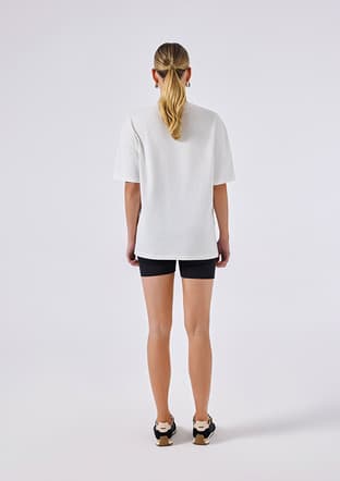 6Sf5027 Kadın Beyaz Yırtmaçlı T-shirt - 2