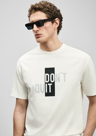 111020285 Erkek Beyaz Baskılı T-shirt - 3