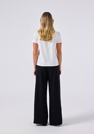 6Sf5028 Kadın Beyaz Bisiklet Yaka T-shirt - 2
