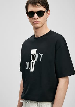 111020285 Erkek Siyah Baskılı T-shirt - 3
