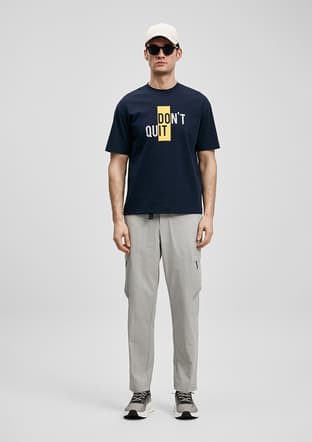 111020285 Erkek Lacivert Baskılı T-shirt - 2