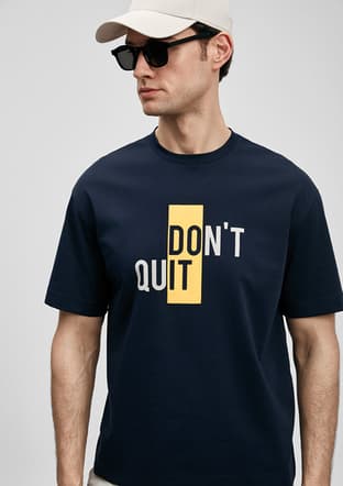 111020285 Erkek Lacivert Baskılı T-shirt - 3